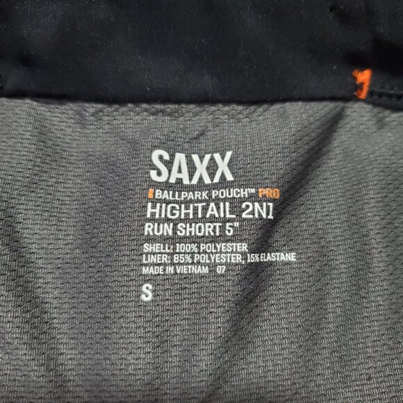 SAXX Hightail 2N1 Run Shorts 5” Running Ballpark Pouch Pro Black Men's Small - Picture 11 of 15